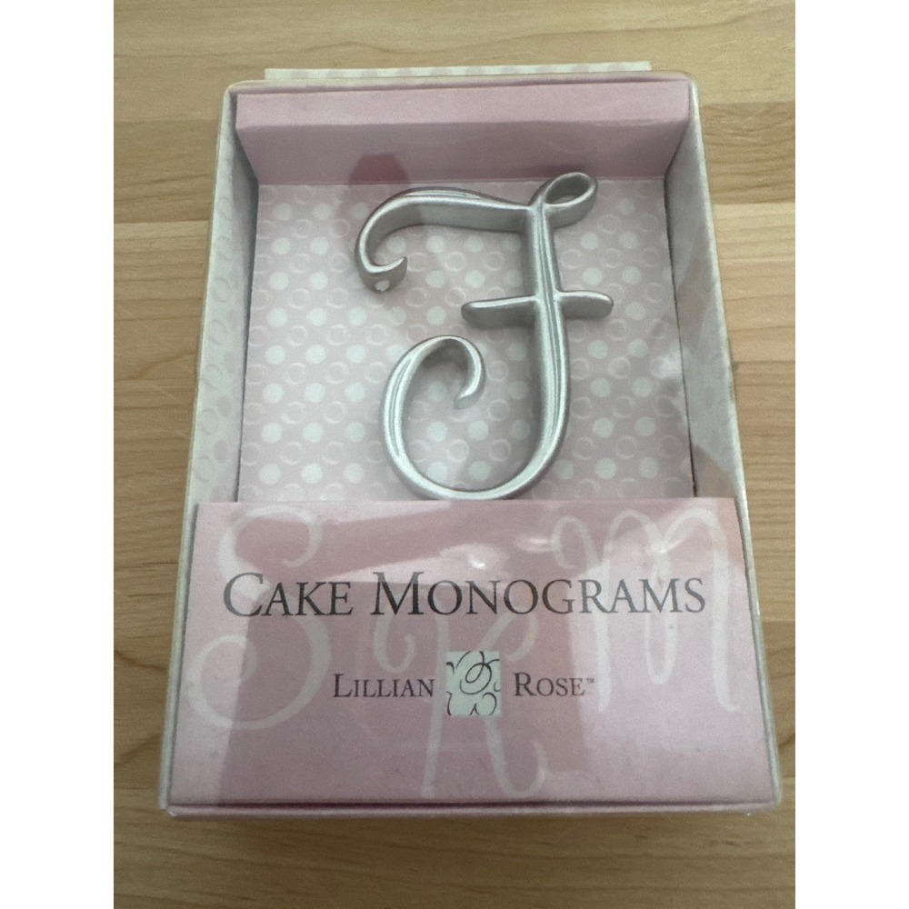 Lillian Rose Silver Letter F Cake Monogram Topper Wedding Anniversary Decor‎